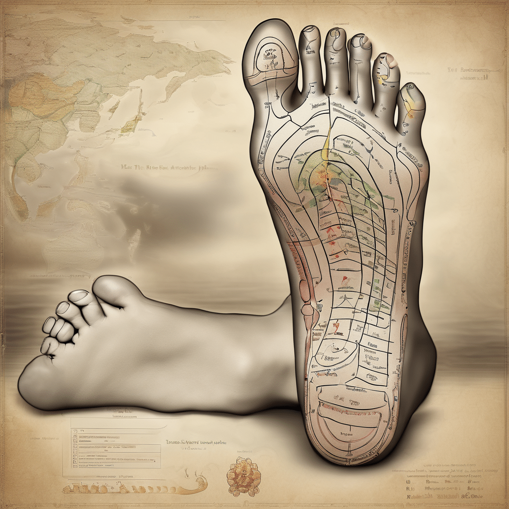 Thailändische Fussreflexzonenmassage: Fusskarte und Basispunkte